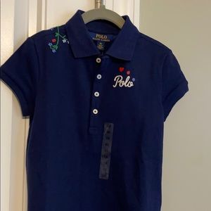 Navy mesh collared polo